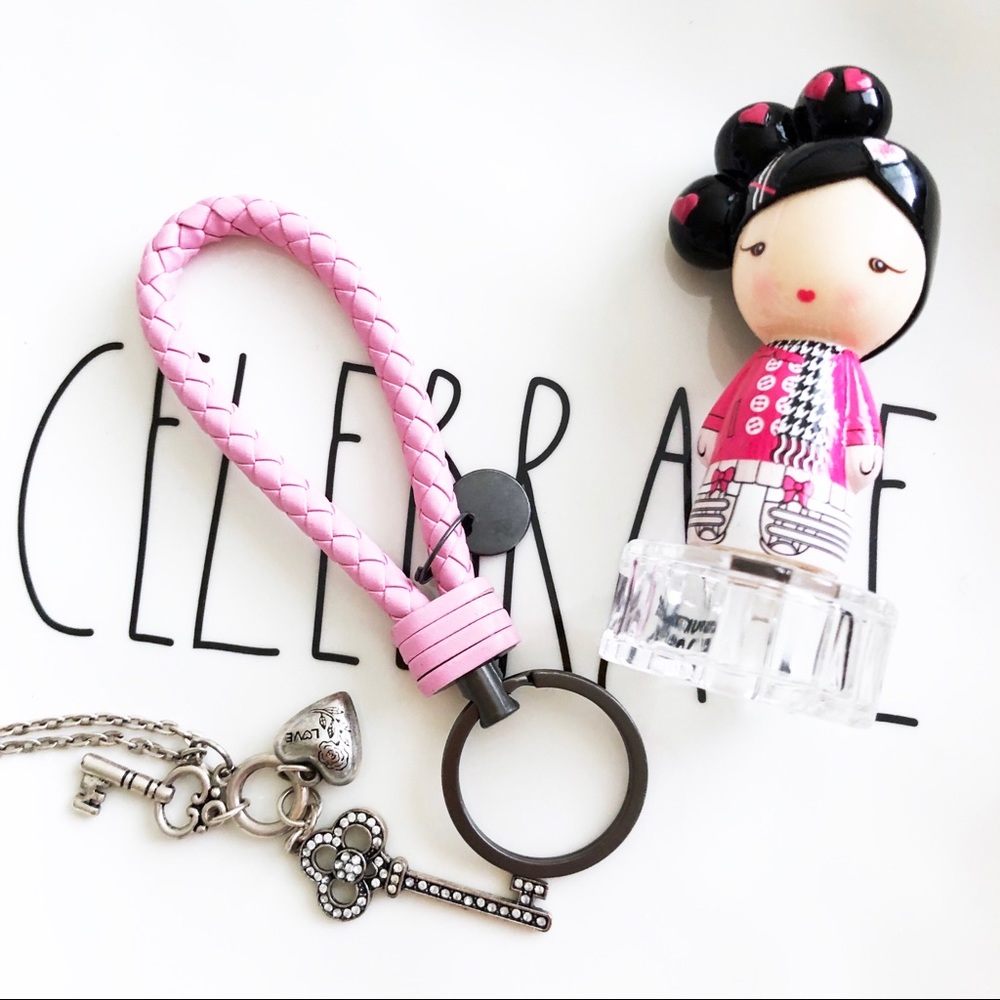 Pretty in Pink Leather Keychain
